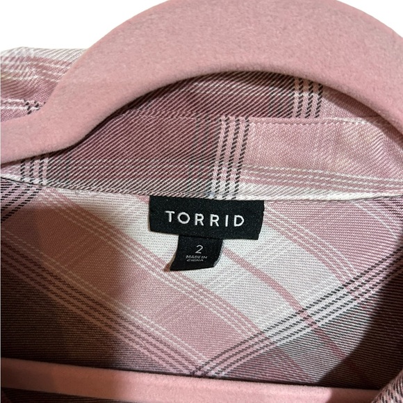 Torrid pink white plaid top women’s size 2X - Picture 2 of 5